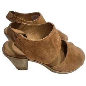 Andre Assous Womens Pipa Cuero Suede Open Toe Slingback Heels Tan Size 7